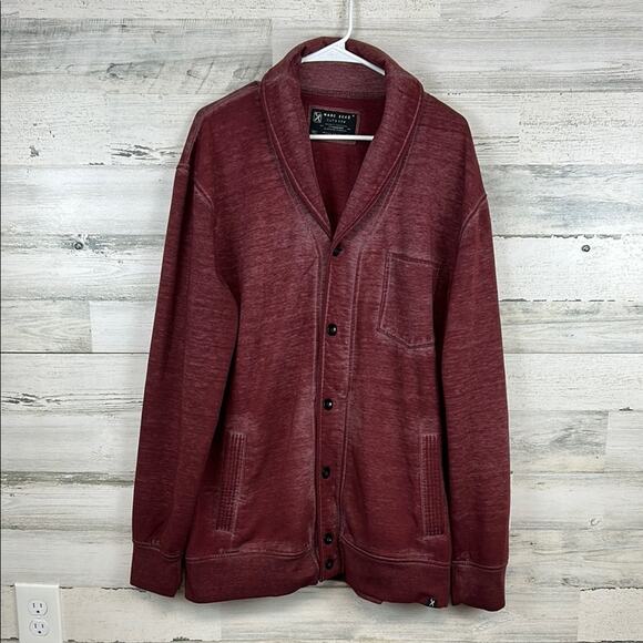 Marc Ecko Cut & Sew Men’s Size 2XL Button Up Cardigan Sweater Red Shawl Neck - Picture 1 of 8